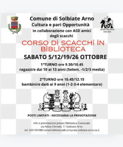 Corso di scacchi in biblioteca per bambini - Solbiate Arno